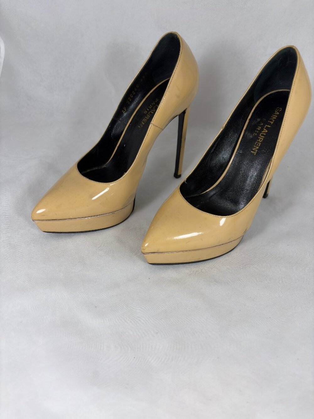 Saint Laurent Janis 105 Patent Leather Platform Pumps Nude REPAIR DYE PROJECT - Picture 2 of 13